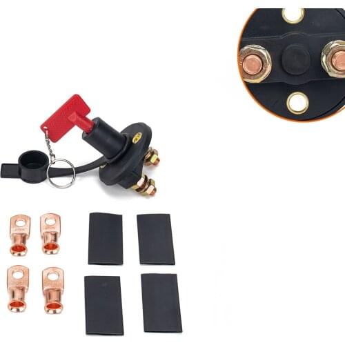 12V 24V 200A Car Battery Disconnect Switch Kill Cut Off Switch Isolator + 2 Keys + Wire Lugs Set for Marine SUV ATV Truck Boat