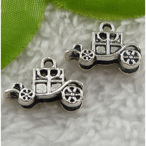 140 pieces antique silver car charms 13x9mm #2358