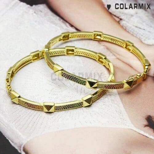 4 PIECES Geometric bangles cuff bangles for women fashion jewelry zircon accessories bracelets 51142