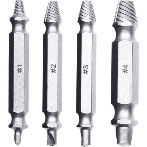 4Pcs Damaged Screw Extractor Set Easily Remove Stripped or Damaged Screws Double Ended Stripped Hand Tool Sets