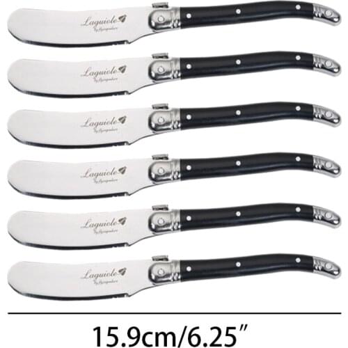 6.25''Laguiole Butter Knife Spreaders Set Black Stainless Steel Cheese Knives Spatula Restaurant Bar Cutlery Tableware 4/6/10pcs