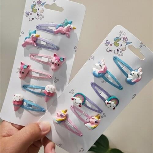 6PCS New Lovely Ice Cream Rainbow BB Clips Girls Hair Accessories Kids Hairpins Children Headwear Baby Hair Clips Headdress