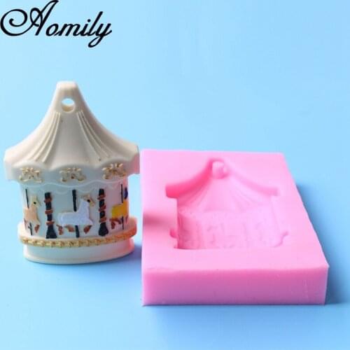 Aomily Newest Carousel Shaped Fondant Silicone Mold Candle Sugar Craft Tool Chocolate Cake Mould DIY Baking Decorating Tools
