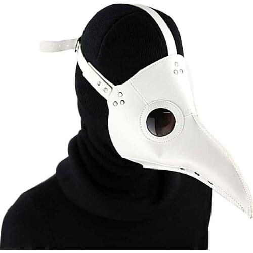 White PU Leather Gothic Retro Rock Plague Bird Beak Mask Halloween Carnival Makeup Party Cosplay Steampunk Costume Accessories