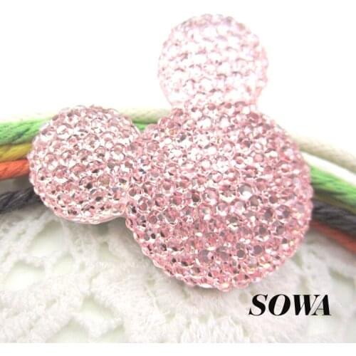 Free Shipping New 5pcs/lot Light Pink Color Size 35*30mm Mickey Head Flatback Scrapbooking For Phone/Wedding AB Resin Beads