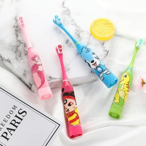 Cartoon Pattern Children Electric Toothbrush Double-sided Waterproof Tooth Brush Oral Cleaning for Kids 2pcs Replacement Head