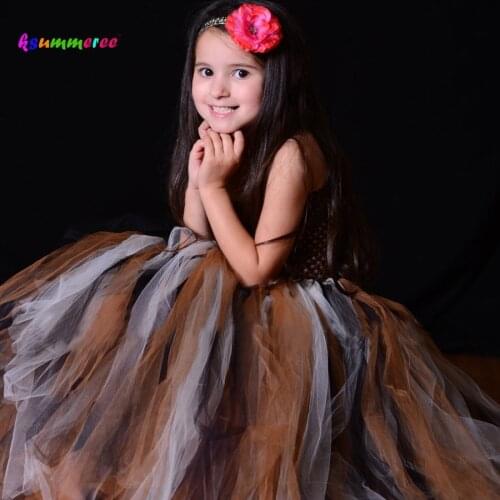 Ksummeree Girls Rockin Cheetah Tutu Dress Little Witch Ladybug Queen Halloween Costume Children Pageant Gown TS130