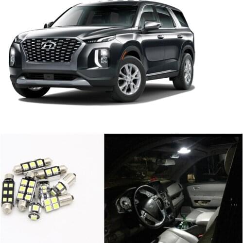 For Hyundai Palisade 2020 8PCs Led Interior Package Light Kits SMD White Canbus Trunk Glove Box Vanity Mirror License Light