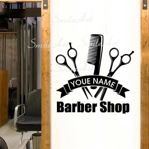Hot Custom Name Barbershop Home Decor Modern Acrylic Decoration For Kids Rooms Wall Art MURAL Drop Shipping