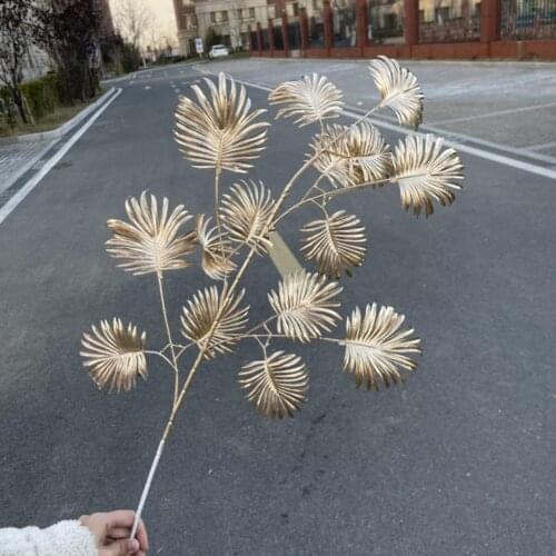 5Pcs Artificial Flowers Golden Series Leaves Decor Decorative Nice-looking Beautiful Fake Elm for Wedding Party Home