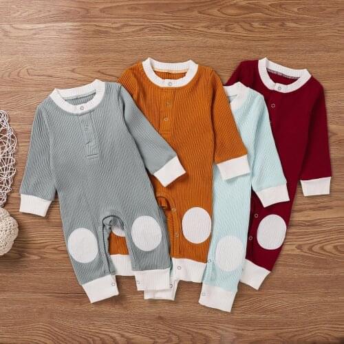 Baby Boys Girls Long Sleeve Romper, Pit Stripe Printing Classic Round Neck Open-chest Jumpsuit Toddler Infant Spring Clothing