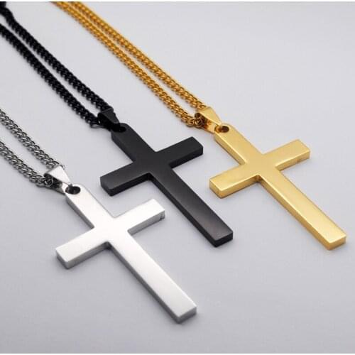 2021 Punk Gothic Cross Pendant Necklace for Women Men Hip Hop Stainless Steel Necklace Vintage trendy Fashion Neck Chain Collar