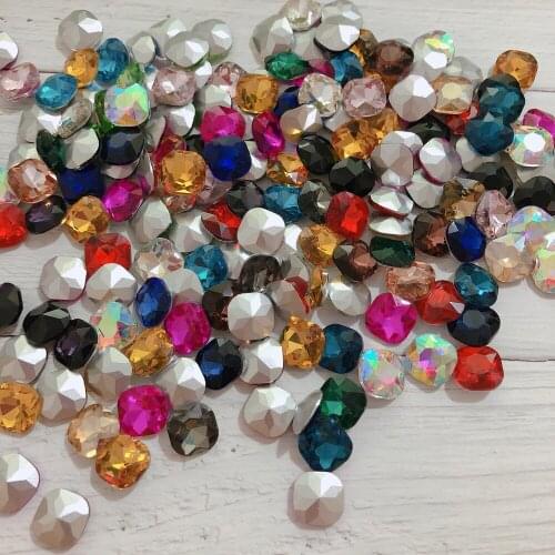 10mm Jewelry Beads Crystal Glass Square Fancy Stone 30pcs/pack Fat square crystal Pointed Back No Holes Glass Rhinestones