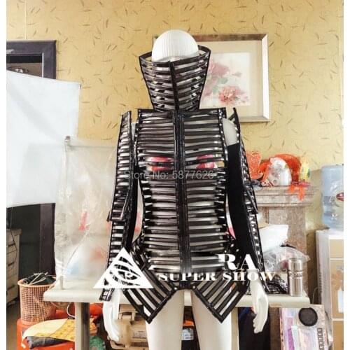 White black Fasshion Frame costume model catwalk women nightclub bar stage show costumes