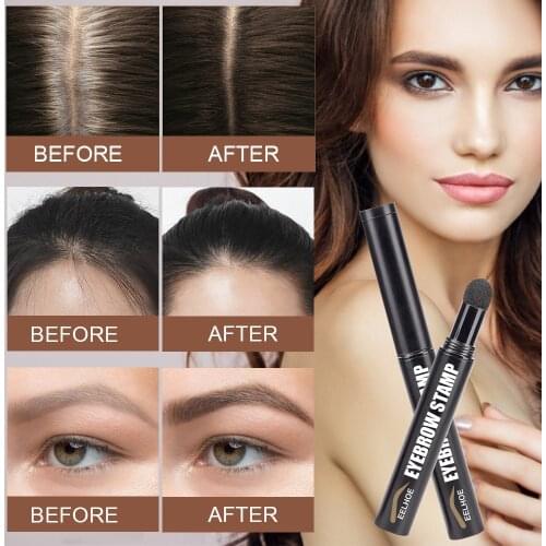 3 Colors Eyebrow Stamp Pen Kit 6 Kind Eyebrow Stencil Shaping Waterproof Brow Powder Hairline Filling Bronzers NEW