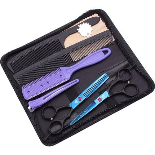 Barber Scissors Set 5.5" 6" Purple Dragon Japan Stainless Hair Cutting Scissors Salon Haircut Thinning Shears Styling Tool 1029