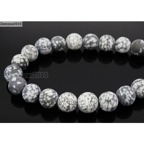 Natural Matte Snowflake 4mm Frosted Gems stones Round Ball Loose Spacer Beads 15'' 5 Strands/ Pack