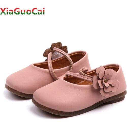 Newest Spring AutumnToddler Girls Casual Princess Single Shoes Soft Pu Leather Flower Girl Dress Dance Performance Peas Shoes