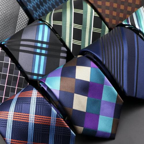New Jacquard Classic Woven Plaid Neck Tie Men Striped Floral Check Ties Fashion Polyester Necktie For Wedding Business Suit Tie