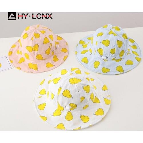 New Summer Cartoon Fruit Print Fashion Cotton Breathable Bucket Hat Boy Girl Outdoor Adjustable Sun Fisherman Hat