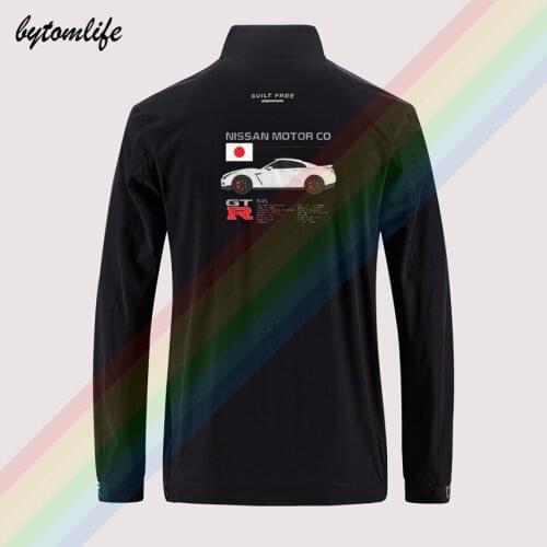 R35 Gtr Nissan Skyline Cars Slim Sport Jacket Mens Street Windbreaker Zipper Thin Jacket Casual Back Printing Jacket Asian Size
