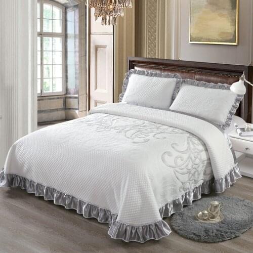 Silver Grey Bedspread Bed Cover Queen King size Bedding set Luxury Bed set Mattress Cover colchas para cama couverture de lit