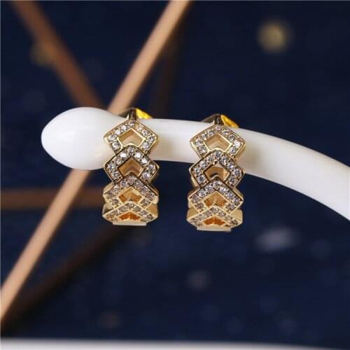 Simple Geometric White CZ Zirconia Crystal Hoop Earrings Fashion Women Jewelry Round Earrings Mirco Pave CZ Hoop Women Earrings