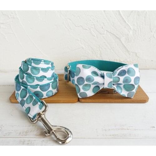 Dog Collar for Large Dogs Personalized Name & Phone Number Pet Dog Collar Designer Pattern Dog Collar and Leash Set with Bowtie