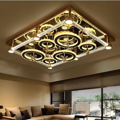 Modern led ceiling lamp bubble column crystal lamp rectangular creative living room lights atmospheric bedroom lights 3 color