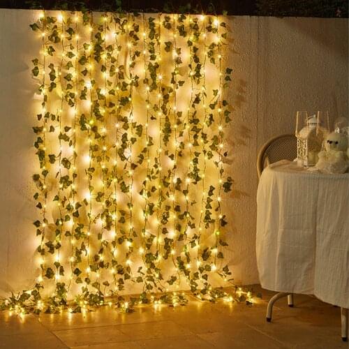 5/10m Solar Green Ivy Garland Plants Vine Hanging with LED String Light Rattan Lights Wedding Birthday Garden Party Decoration