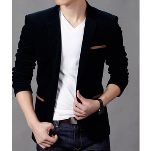 Free Autumn Mens Clothing New Korean Style Slim Corduroy Suit Mens Business Casual Small Suit Padded Blazer Homme Jacket