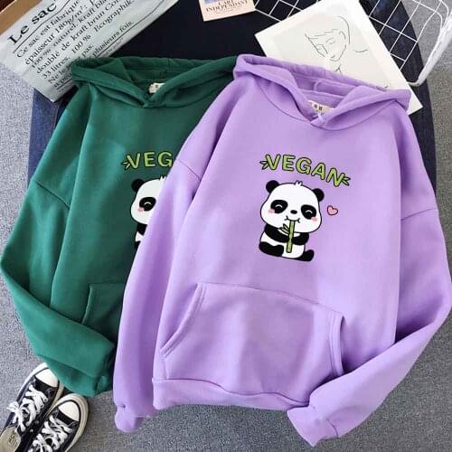 Hoodie Streewear Kawaii Hoodie Pastel Cute Panda Print Sweatshirts Female Long Sleeve Top Women Letter Print Hoodie Urban Style