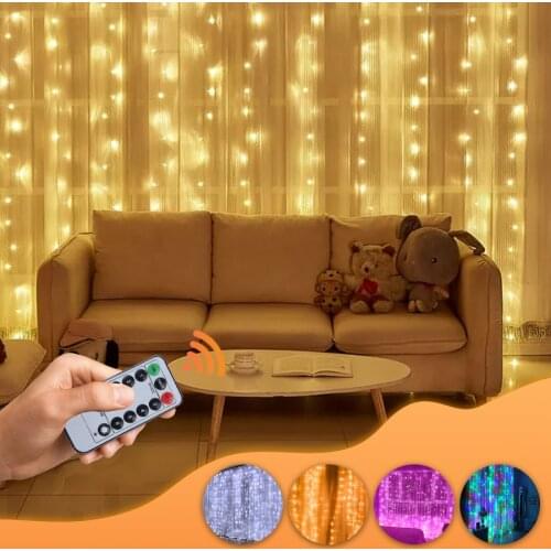 Curtain String Lights Remote Control USB String Lights Wedding Party Garden Fairy lights New Year Christmas Festoon Led Light