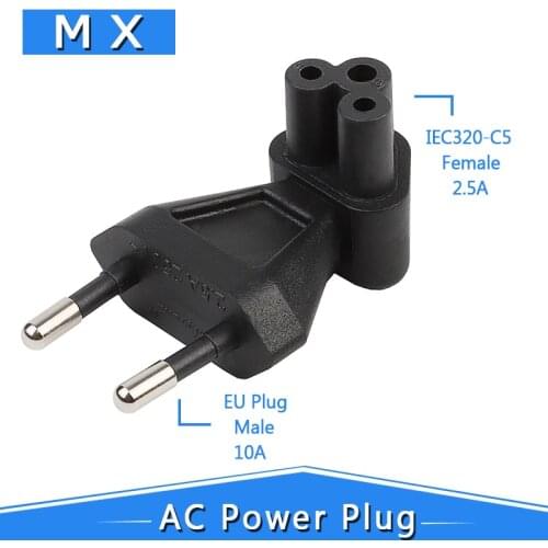 EU to IEC320 C5 Power Conversion Plugs, European 2 Pin Male to IEC 320 C5 Right Angle Power Adapter