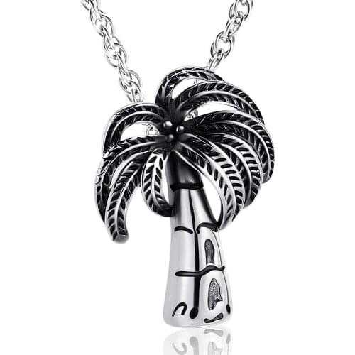 Cremation Jewelry Coconut Tree Urn Necklace for Ashes for Women Men Keepsake Memorial Ashes Necklace