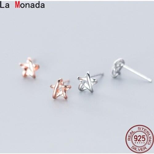 La Monada Woman Earrings Silver Korean Hollow Star Stud Earrings Female Silver 925 Jewelry Women Earrings Minimalist Girls