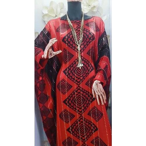 Fashion Muslim Clothes Women High Quality Round Neck Long Batwing Sleeve Loose Dubai Abaya Kaftan Dress Geometry Print For Party