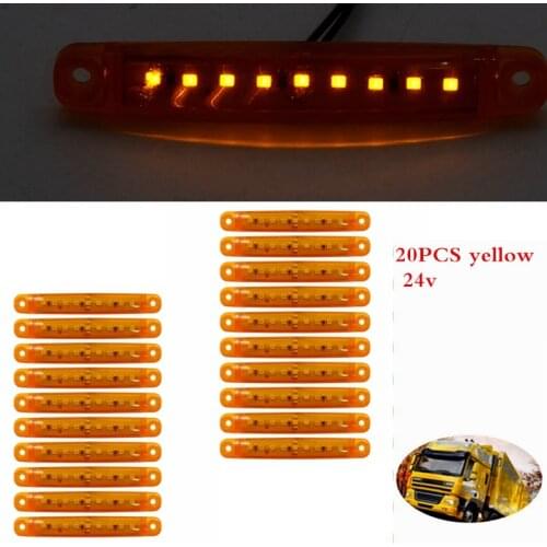 20pcs yellow 9led Bus/Truck/Trailer/Truck LED Lights Side Marker Light Waterproof 24V LED Light Tail Turn Signal parking indica