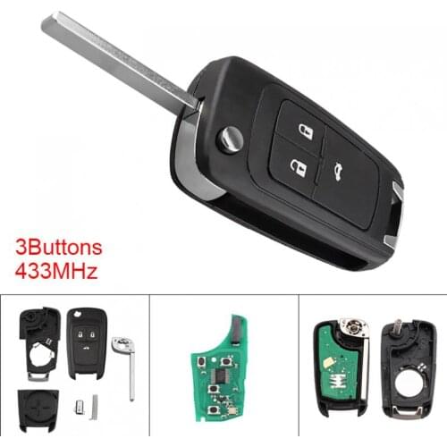 434MHz 3 Buttons Keyless Uncut Flip Remote Key Fob with ID46 Chip for 2010-2015 Astra J / 2014-2016 Corsa E / 2009-2015 Insignia