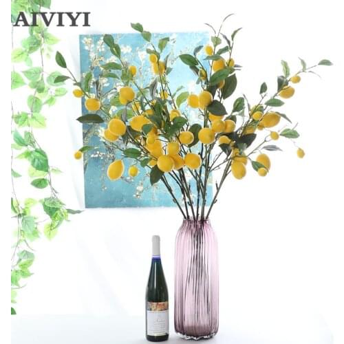 9 Heads Lemon Tree Bunch Decorations Wedding Simulation Fake Flowers Green Plants Home Decor Party Christmas Decoration