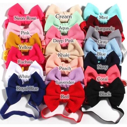 Bulk 20 Colors 4.3" Fashion Seersucker Waffle Hair Bows With Headbands For Women Girls Kids Headwear Headband Hair Accessories