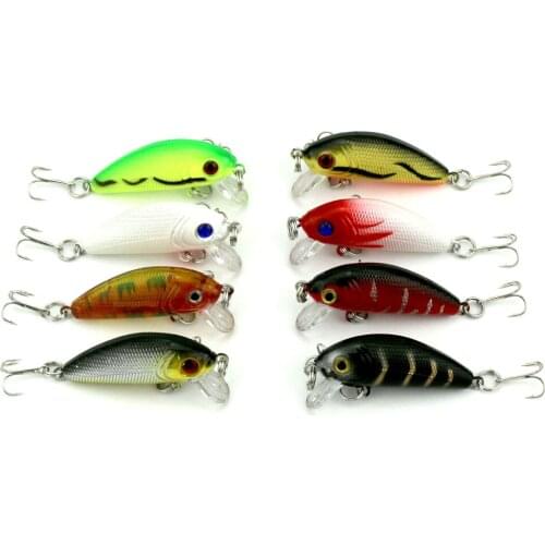 Big Sale 8pcs Mini Minnow Fishing Lure Hard Bass Swimbait Plastic Artificial Sea Fishing Tackle With 3D Fish Eyes 5cm 3.6g