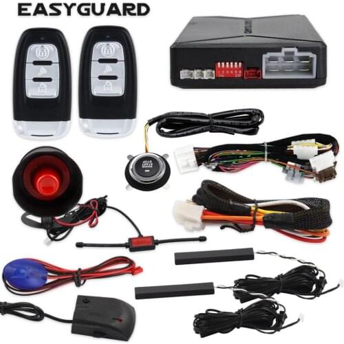 EASYGUARD remote engine start push start button start stop pke passive keyless entry system shock sensor shock alarm warning