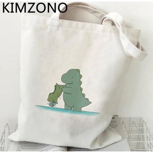 Dinosaur shopping bag canvas shopper tote bolsa shopping cotton bag cloth boodschappentas reciclaje reusable sacolas