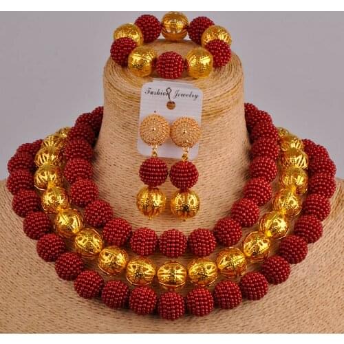 Costume necklace african wedding beads wine jewelry set women nigerian traditional wedding set ZZ20