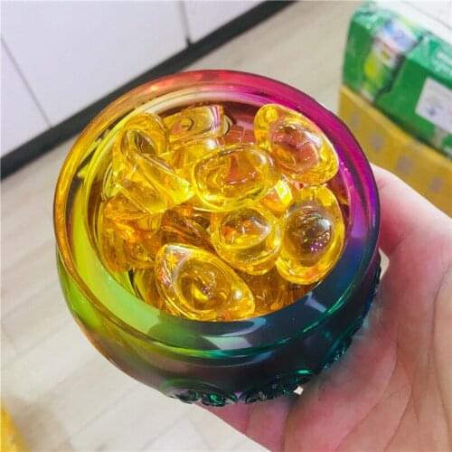 Crystal Jubao basin ingot pendant Coloured glaze fortune opening gift for Manza seven gems loose for Buddha nature