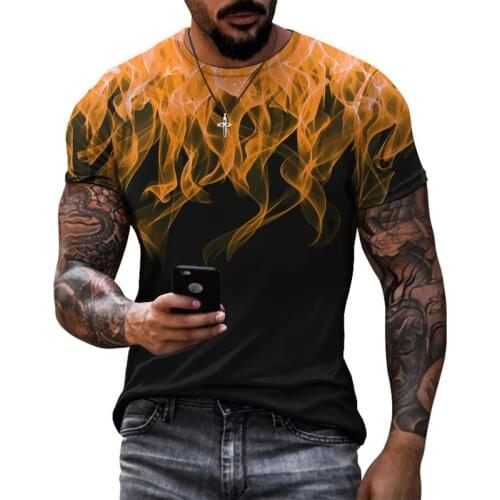 New Flame Mens T-shirt Summer Fashion Short Sleeve 3d Round Collar Shirt Smoke Element T-shirt Fashion Mens T-shirt