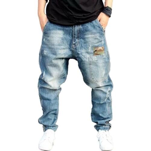 80%HOT Man Pants Mid Waist Double Pocket Zip Closure Worn Man Jeans for Outdoor Activity
