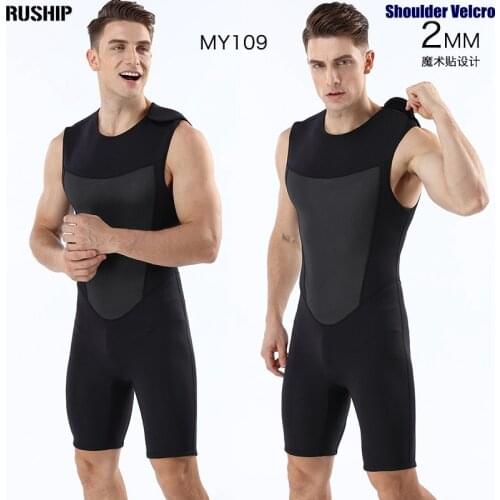 Men 2MM Sleeveless One Piece Vest Neoprene High Elasticity Diving Wetsuit Surfing Swimsuit Warm Shoulder Fast Paste Design