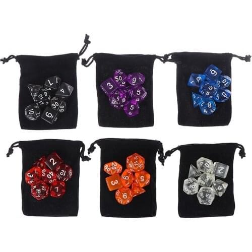 7pcs/set DnD Polyhedral Dice Set for Tabletop Games RPG MTG D4 D6 D8 D10 D% D12 D20 6Colors for Choose